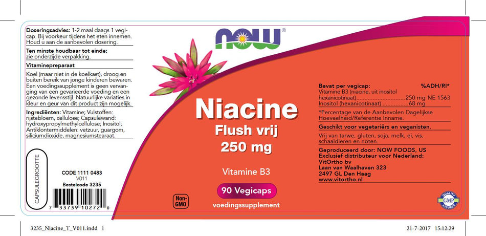 Niacine Flush vrij 250 mg