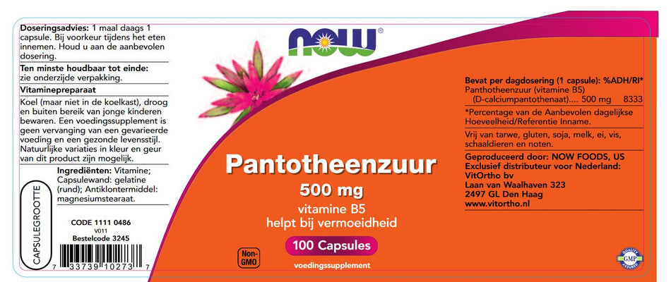 Pantotheenzuur 500 mg (B5)